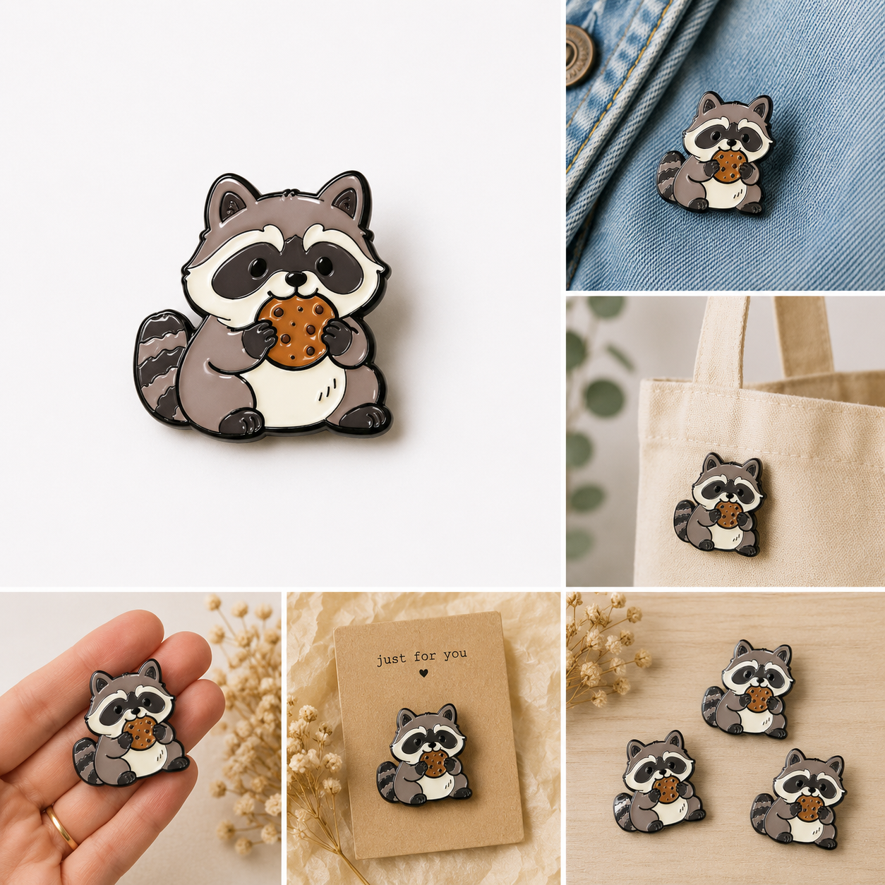 Raccoon with biscuit badge