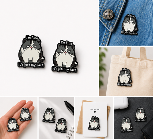 I am fine cat badge
