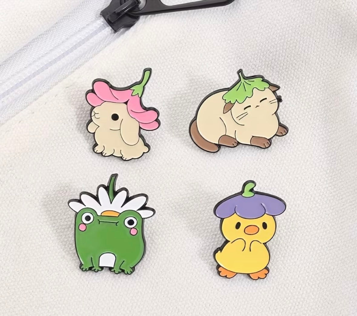 Cute frog, duckling, cat badge